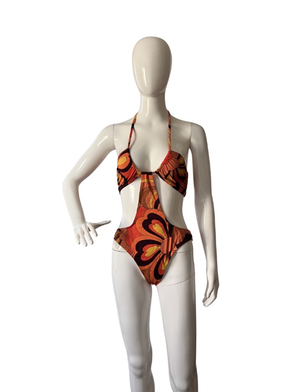 Out From Under Urban Outfitters Marina Printed Cutout One-Piece Swimsuit_size M - Picture 3 of 4